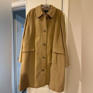 Lands' End 22W Wool/Cashmere Camel Trench Coat